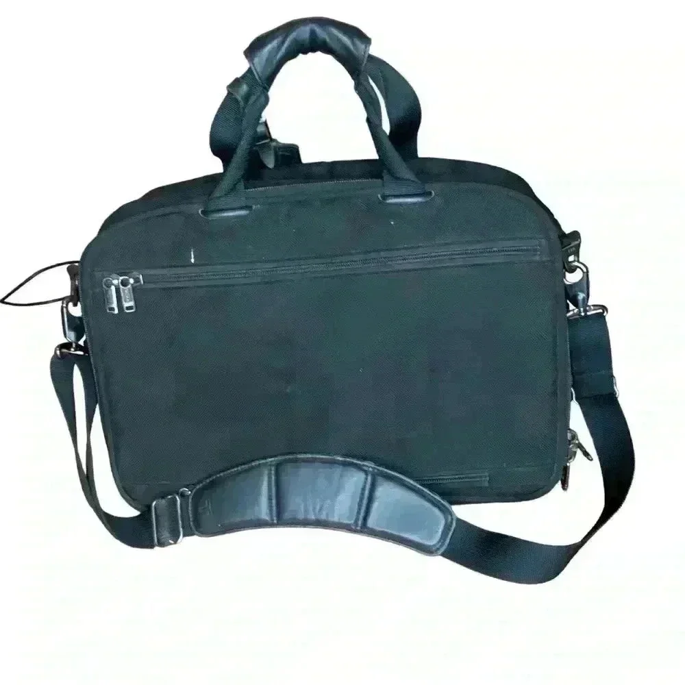 Tumi canvas and leather trim briefcase travel career commuter bag